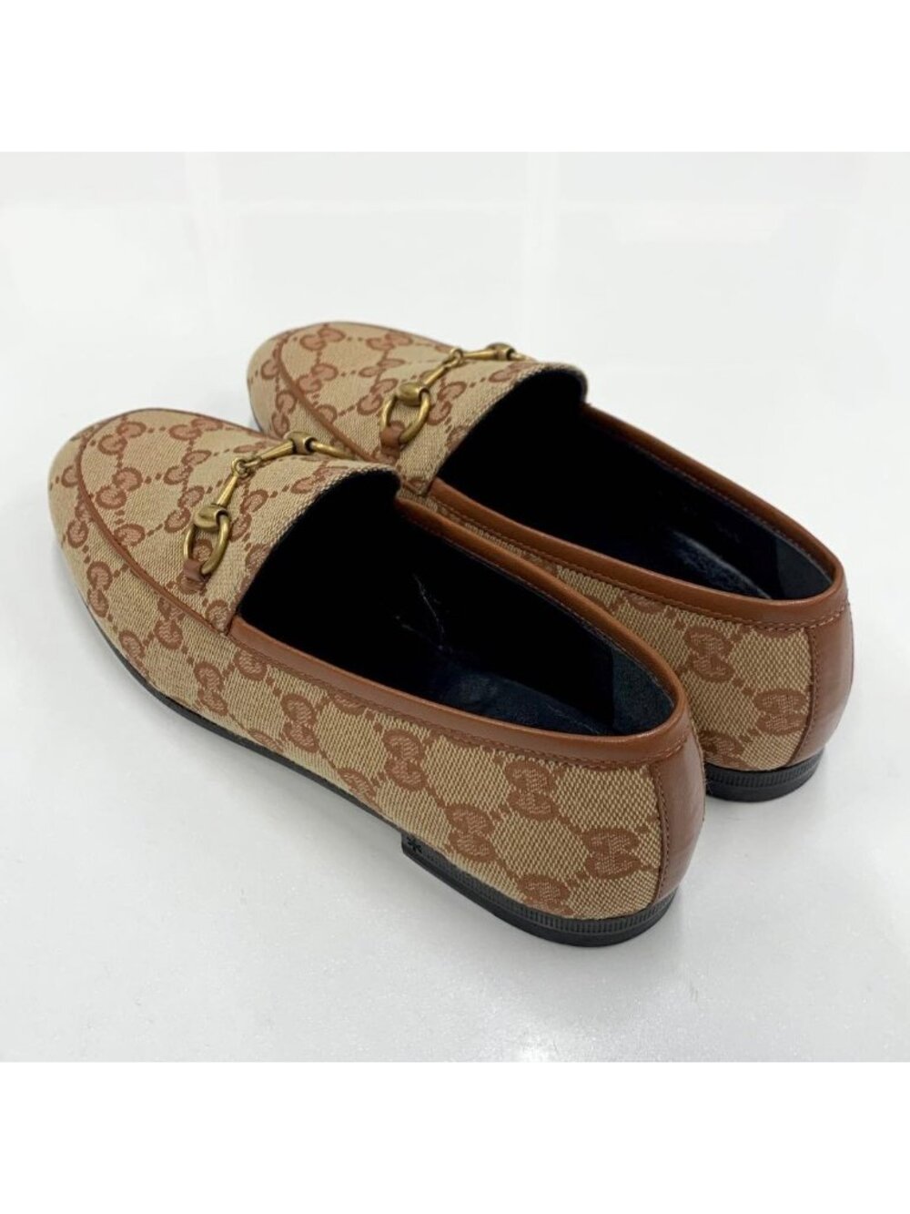 Gucci Fabric Leather Horsebit Loafers Brown - Picture 4 of 10